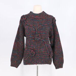 VINTAGE CHELSEA YOUNG Embroidered Floral Multicolor Sweater Size M